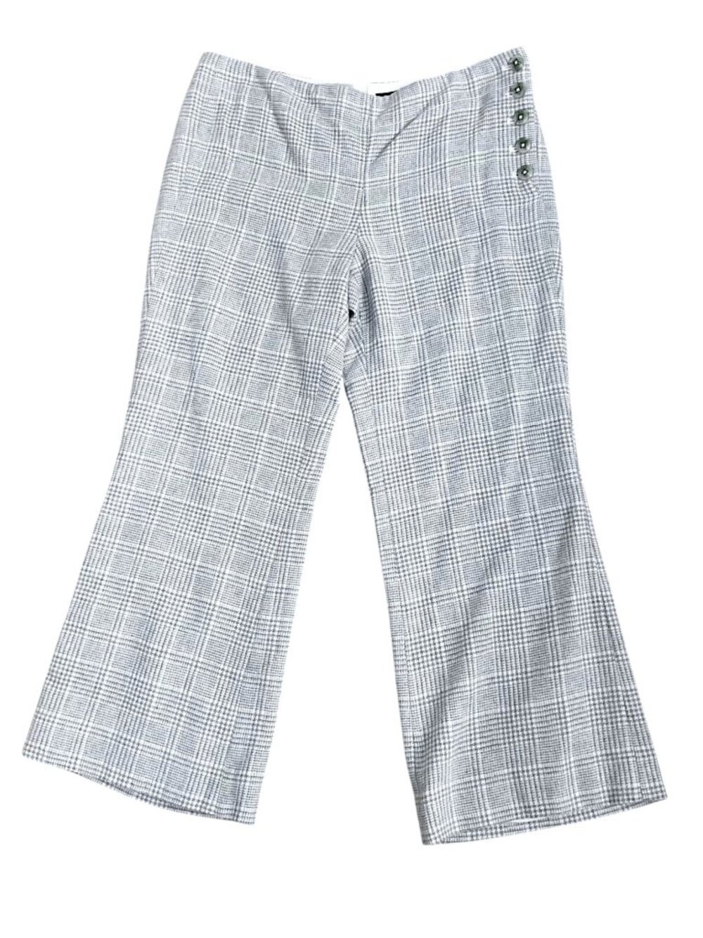Anthropologie Pants Wide Leg Plaid Wool Gray White Cropped Elevenses (12)
